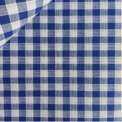 Rustichella Checkered Fabric 1x1 cm  - Width 180 cm - Blu